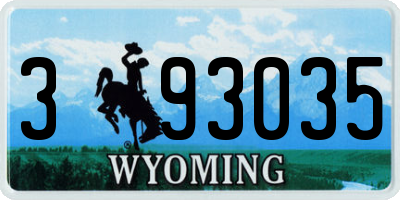 WY license plate 393035