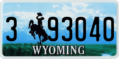 WY license plate 393040