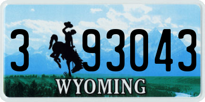 WY license plate 393043