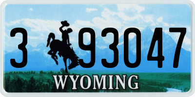 WY license plate 393047
