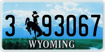 WY license plate 393067