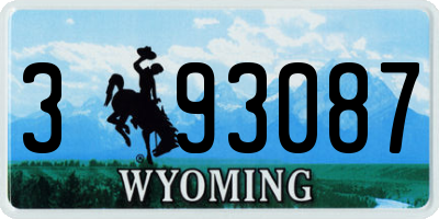 WY license plate 393087