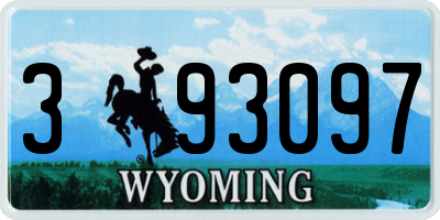 WY license plate 393097