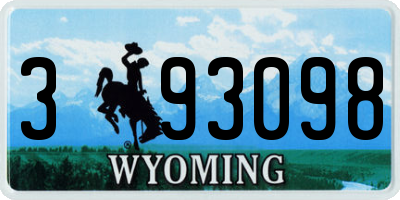 WY license plate 393098