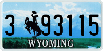 WY license plate 393115