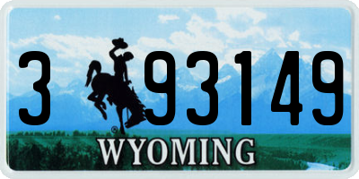 WY license plate 393149