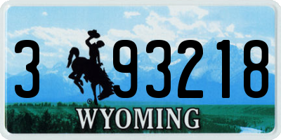 WY license plate 393218