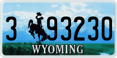 WY license plate 393230