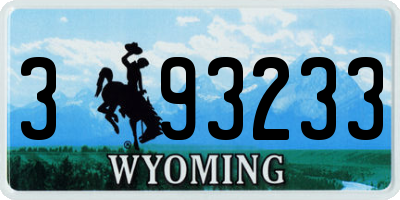 WY license plate 393233