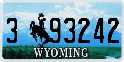 WY license plate 393242