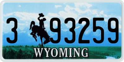 WY license plate 393259