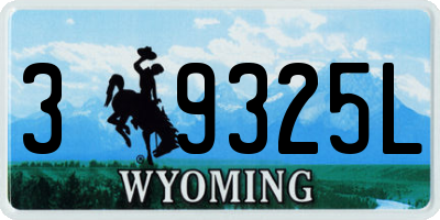 WY license plate 39325L