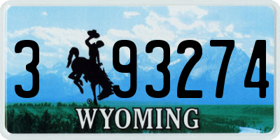 WY license plate 393274