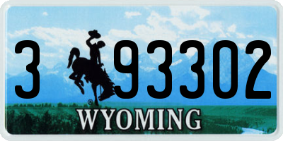 WY license plate 393302