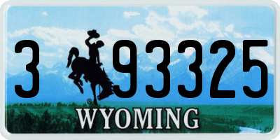 WY license plate 393325