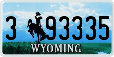 WY license plate 393335
