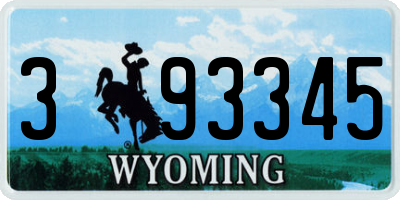 WY license plate 393345