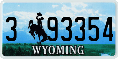 WY license plate 393354