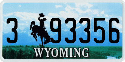 WY license plate 393356
