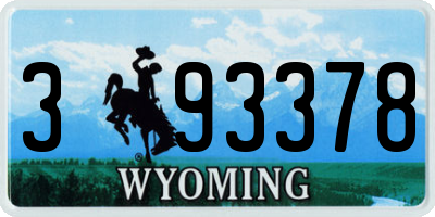 WY license plate 393378