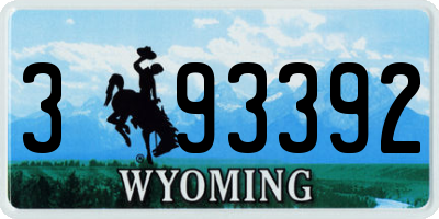 WY license plate 393392