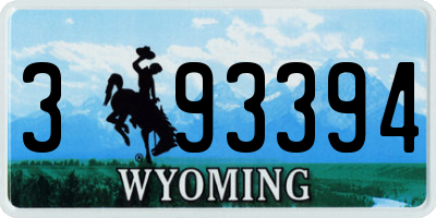 WY license plate 393394
