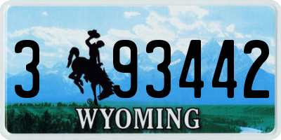 WY license plate 393442