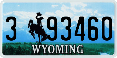 WY license plate 393460