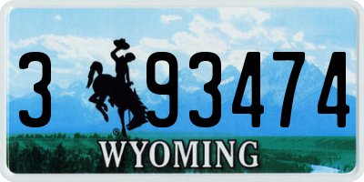 WY license plate 393474
