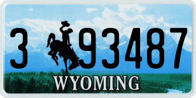 WY license plate 393487