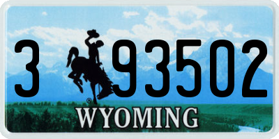 WY license plate 393502