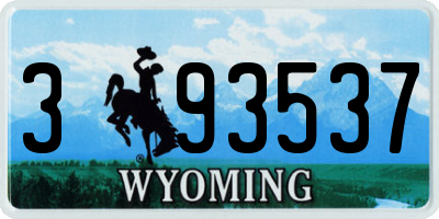 WY license plate 393537