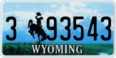 WY license plate 393543