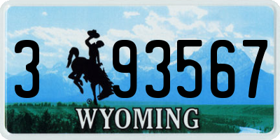 WY license plate 393567