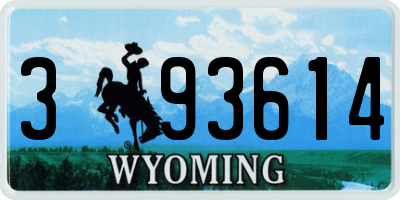 WY license plate 393614