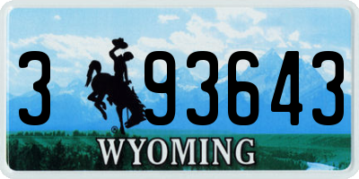 WY license plate 393643