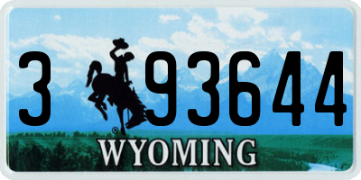 WY license plate 393644