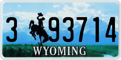 WY license plate 393714