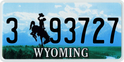 WY license plate 393727