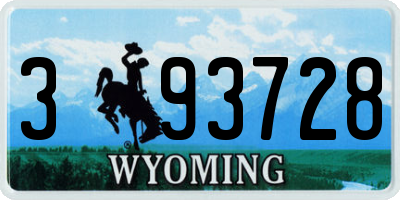 WY license plate 393728
