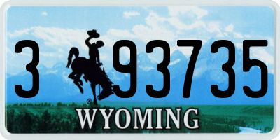 WY license plate 393735