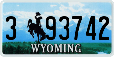 WY license plate 393742