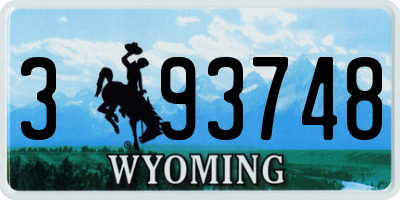 WY license plate 393748