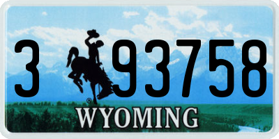 WY license plate 393758
