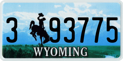 WY license plate 393775