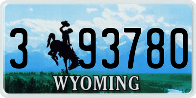 WY license plate 393780