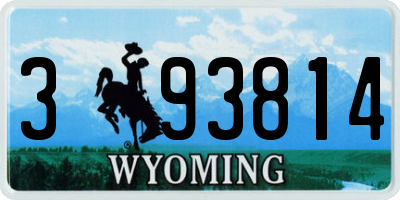 WY license plate 393814