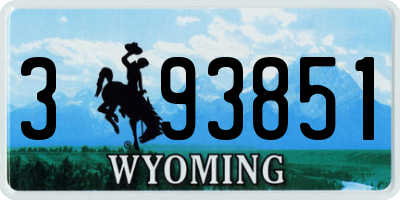 WY license plate 393851
