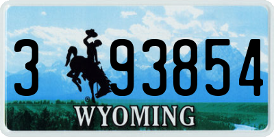 WY license plate 393854