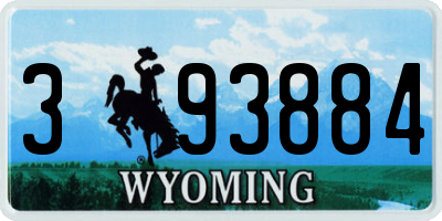 WY license plate 393884
